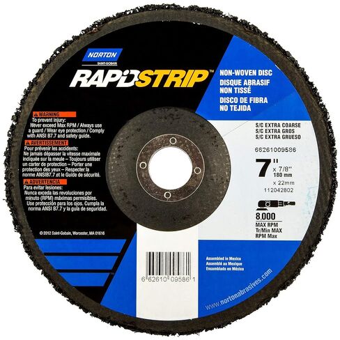 Norton Bear-Tex Rapid Strip Depressed Center Nonwoven Abrasive Wheel, Type 27, Fiber Backing, 7/8" Arbor, Silicon Carbide, 7" Diameter, Grit Extra Coarse (Pack of 10) in Saudi Arabia
