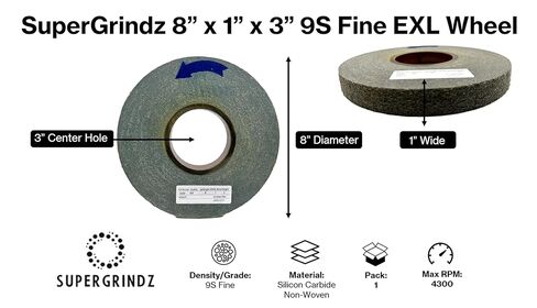 EXL Deburring Wheel - 8" x 1" x 3" 9S Fine Grit - Silicon Carbide - Metal Deburring, Finishing and Polishing Wheel - Convolute - (1 Pack) in Kuwait