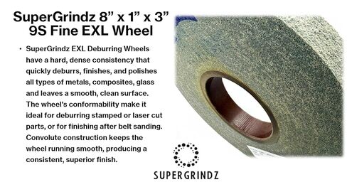 EXL Deburring Wheel - 8" x 1" x 3" 9S Fine Grit - Silicon Carbide - Metal Deburring, Finishing and Polishing Wheel - Convolute - (1 Pack) in Kuwait