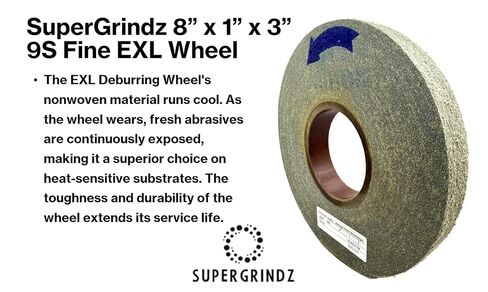 EXL Deburring Wheel - 8" x 1" x 3" 9S Fine Grit - Silicon Carbide - Metal Deburring, Finishing and Polishing Wheel - Convolute - (1 Pack) in Kuwait