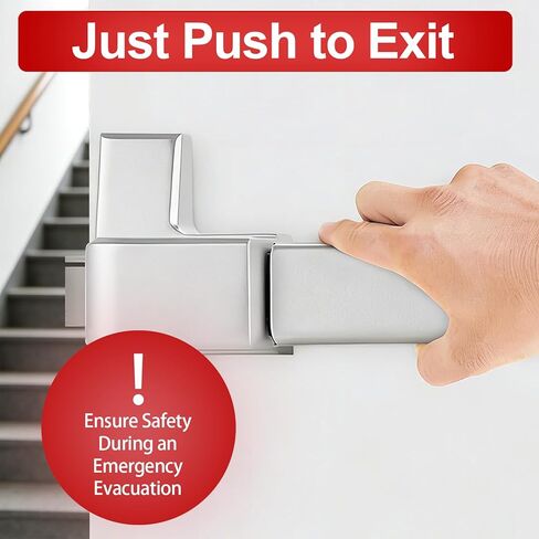 قفل باب شريط الدفع مع 6 مفاتيح، أجهزة باب خروج الطوارئ مقاس 31 بوصة مع مقبض، جهاز خروج الذعر بشريط الدفع التجاري من الألومنيوم يناسب الأبواب الخشبية والمعدنية مقاس 31 بوصة - 47 بوصة، متوافق مع اليسار/اليمين in Kuwait