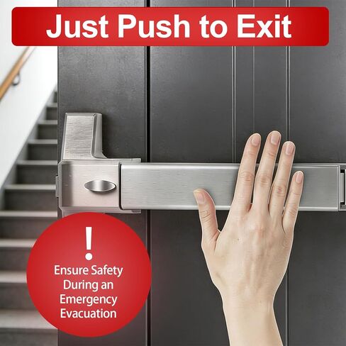 جهاز خروج الذعر مع مقبض، أجهزة باب خروج الطوارئ من الألومنيوم مقاس 31 بوصة مع 6 مفاتيح، قفل باب الطوارئ التجاري يناسب الأبواب الخشبية والمعدنية مقاس 31 بوصة - 47 بوصة، متوافق مع اليسار/اليمين in Kuwait
