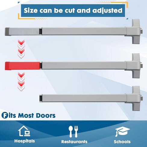 Commercial Door Push Bar Panic Exit Device with Exterior Lever, 32" Stainless Steel Panic Bars for Exit Doors, Aluminum Silver in Saudi Arabia