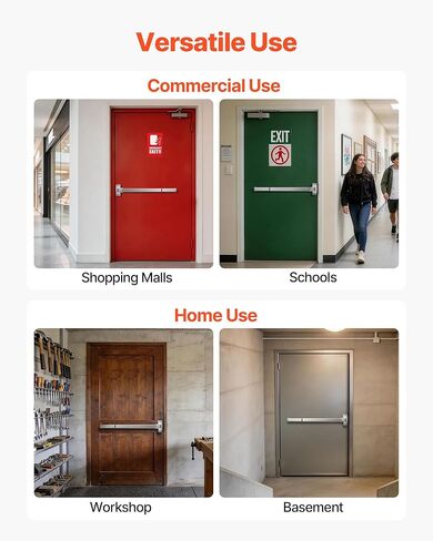 VEVOR Push Bar Panic Exit Device, 28" Premium Metal Commercial Panic Bar for Exit Doors, Emergency Exit Door Hardware with Warning Sticker, Easy Installation, for 28"-41" Wood or Metal Door, Silver in Saudi Arabia