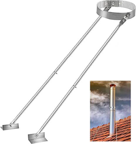 Diameter Stove Pipe Stainless Steel Roof Bracket Support Kit Adjustable Extended Roof Brace 6"-14" Diameter Stove Pipe,Silver Chimney Stove Pipe Support Provide Stability Against Wind & Snow in Saudi Arabia