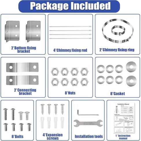 Diameter Stove Pipe Stainless Steel Roof Bracket Support Kit Adjustable Extended Roof Brace 6"-14" Diameter Stove Pipe,Silver Chimney Stove Pipe Support Provide Stability Against Wind & Snow in Saudi Arabia