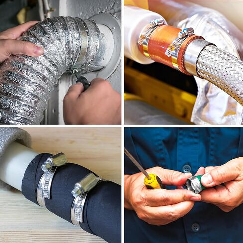 Mandala Crafts 50 FT Adjustable Worm Gear Hose Clamps 304 Stainless Steel Pipe Clamps - Metal Straps Band Strapping with Holes 30 Fasteners for Duct Automotive Mechanical in Saudi Arabia