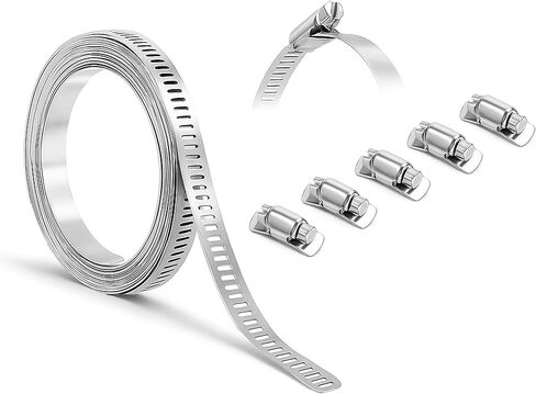Mandala Crafts 50 FT Adjustable Worm Gear Hose Clamps 304 Stainless Steel Pipe Clamps - Metal Straps Band Strapping with Holes 30 Fasteners for Duct Automotive Mechanical in Saudi Arabia