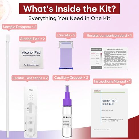 مجموعات اختبار نقص الحديد: عبوتان تظهر نتيجة اختبار مستوى الحديد خلال 15 دقيقة (2) in Kuwait