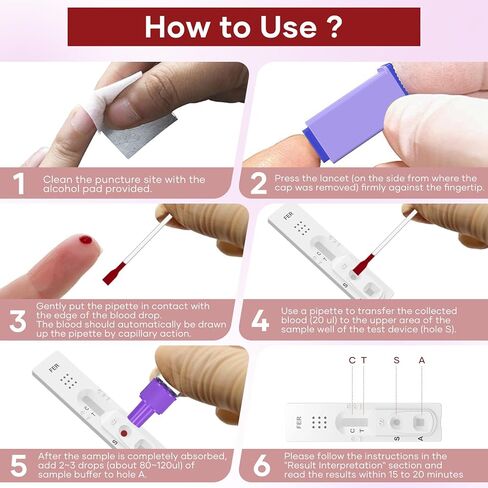 مجموعات اختبار نقص الحديد: عبوتان تظهر نتيجة اختبار مستوى الحديد خلال 15 دقيقة (2) in Kuwait