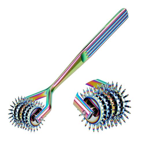 عجلة Wartenberg Pinwheel الحسية المصنوعة من الفولاذ المقاوم للصدأ، عجلة دبوس قوس قزح ذات 5 رؤوس - أداة تشخيص عصبية لاختبار حساسية الأعصاب، مع مقبض مضاد للانزلاق in Saudi Arabia