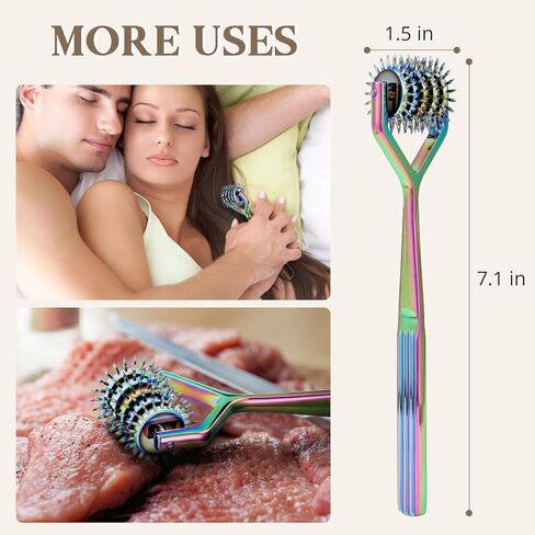 عجلة Wartenberg Pinwheel الحسية المصنوعة من الفولاذ المقاوم للصدأ، عجلة دبوس قوس قزح ذات 5 رؤوس - أداة تشخيص عصبية لاختبار حساسية الأعصاب، مع مقبض مضاد للانزلاق in Saudi Arabia