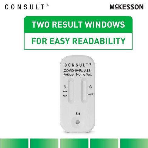 McKesson Consult COVID-19/Flu A&B Antigen At-Home Test Kit (20 Tests) - Easy Self-Test with Rapid Results in 15 Minutes, OTC Nasal Swab, Ages 2+ (10 Boxes, 2 Tests per Box) in Saudi Arabia