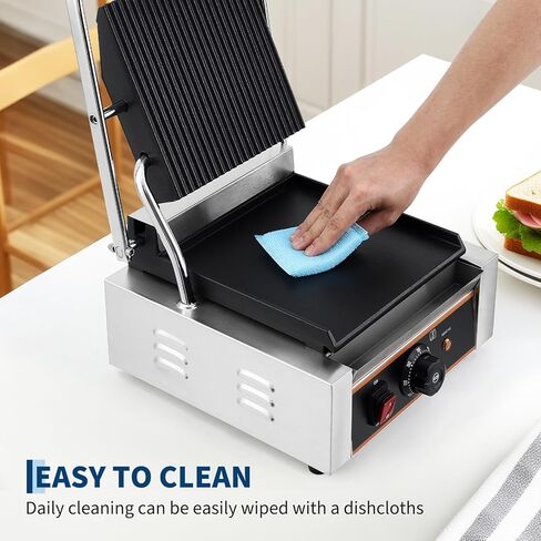 YS-811C 1800W Commercial Panini Press & Electric Grill, 9x9 Inch Sandwich Maker with 6-Temp Control, 110V Indoor Grill for Burgers, Panini, Breakfast, Silver in Saudi Arabia