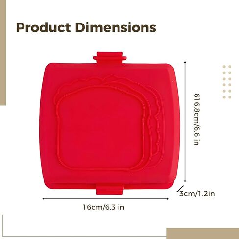 Microwave Toastie Sandwich Maker, Quick Grill Pan with Metal Tray, Non-Stick Silicone, Compact Size 6.6 x 6.3 x 1.2 in, Easy to Clean, No Preheating Required, Red in Saudi Arabia