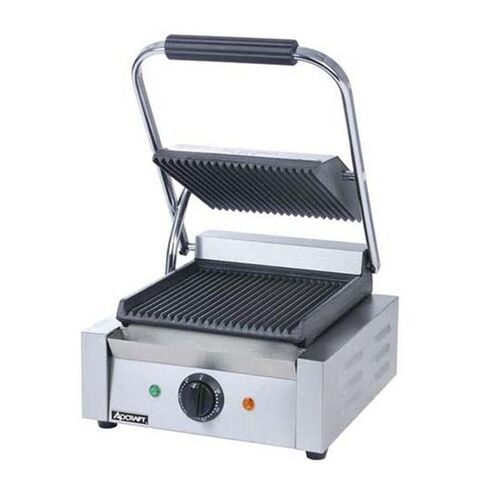 Adcraft SG-811 شواية ساندويتش كهربائية مخددة، مكبس بانيني مع ألواح مخددة من الحديد الزهر من الفولاذ المقاوم للصدأ، 1750 واط، 120 فولت، NSF in Saudi Arabia