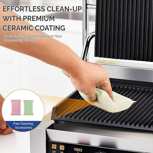 Bonnlo 811E Commercial Sandwich Make, 2200W Stainless Steel Countertop Panini Press Grill with Adjustable Temp 122°F–572°F, For Steak, Burgers, Home & Restaurant Use, 110V, Silver in Kuwait