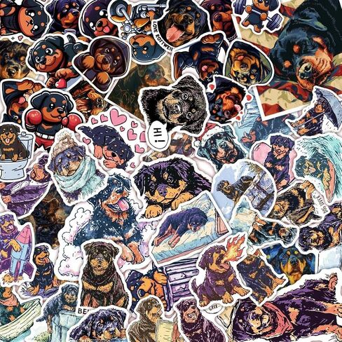 100 Pack Rottweiler Stickers (Large Size), Rottweiler Dog Graphic Decal Sticker for Laptop, Phone, Car, Water Bottle, Sticker for Rottweiler Pet Lovers in Kuwait