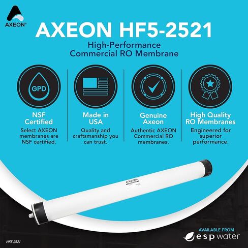 غشاء Axeon HF5-2521 RO - عنصر التناضح العكسي 400 GPD - خرطوشة فلتر تجارية 2.4 بوصة × 21 بوصة - تدفق عالي، طاقة منخفضة للغاية - تناسب أنظمة سلسلة AT، HT، L1 - 208083 in Kuwait