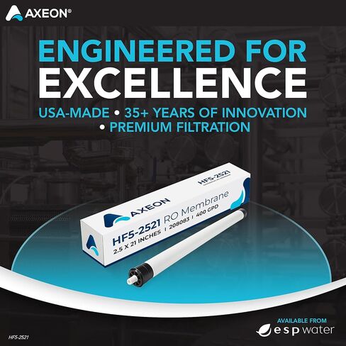 غشاء Axeon HF5-2521 RO - عنصر التناضح العكسي 400 GPD - خرطوشة فلتر تجارية 2.4 بوصة × 21 بوصة - تدفق عالي، طاقة منخفضة للغاية - تناسب أنظمة سلسلة AT، HT، L1 - 208083 in Kuwait