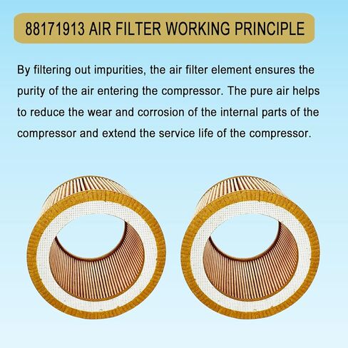 2 Pcs 88171913 Air Filter Element Compatible with Ingersoll Rand Air Compressor Replacement Part, High-Efficiency Filtration Cartridge 6211473900 1613900100 13294374 C1140 6211-4739-00 1613-9001-00 in Kuwait