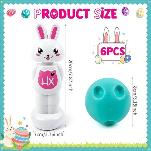 Easter Bunny Bowling Set Bowling Easter Game for Kids Adults Family,6 Pins and 1 Balls for Easter Party Games Indoor Outdoor Holiday Activities in Kuwait