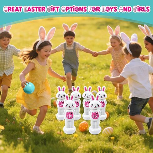 Easter Bunny Bowling Set Bowling Easter Game for Kids Adults Family,6 Pins and 1 Balls for Easter Party Games Indoor Outdoor Holiday Activities in Kuwait