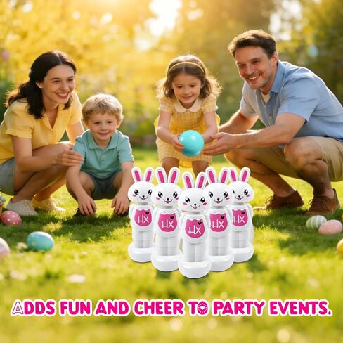 Easter Bunny Bowling Set Bowling Easter Game for Kids Adults Family,6 Pins and 1 Balls for Easter Party Games Indoor Outdoor Holiday Activities in Kuwait