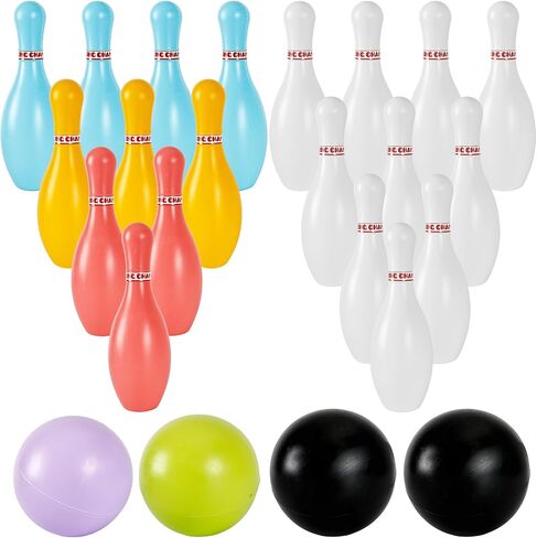 2 Pack Bowling Set Indoor Outdoor Bowling Games Include 20 Bowling Pins and 4 Plastic Ball Lawn Bowling Toy for Kids Boys Girls Family Party Birthday School Educational Gift (Color Set 1) in Saudi Arabia