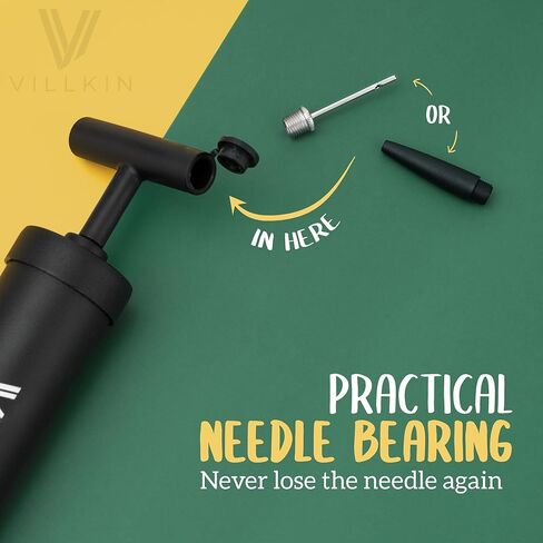 مضخة كروية مع تخزين إبرة في المقبض - 4 إبر معدنية، 2 فوهات بلاستيكية، خرطوم مرن - لكرة القدم وكرة السلة وكرة الطائرة وكرة اليد - أسود in Kuwait