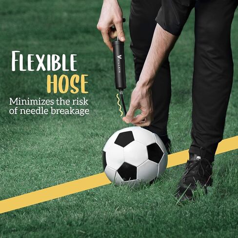 مضخة كروية مع تخزين إبرة في المقبض - 4 إبر معدنية، 2 فوهات بلاستيكية، خرطوم مرن - لكرة القدم وكرة السلة وكرة الطائرة وكرة اليد - أسود in Kuwait