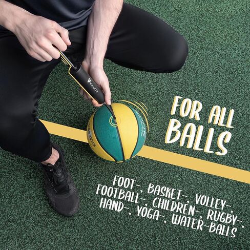 مضخة كروية مع تخزين إبرة في المقبض - 4 إبر معدنية، 2 فوهات بلاستيكية، خرطوم مرن - لكرة القدم وكرة السلة وكرة الطائرة وكرة اليد - أسود in Kuwait