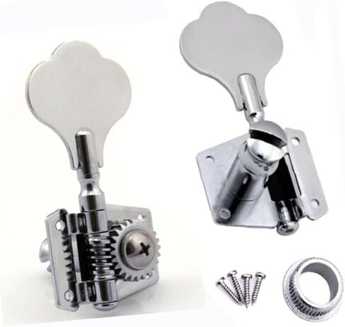 Vaguelly 4R Bass Guitar Machine Heads Tuners Open-Back Silver Tuning Pegs Elephant Ear Button for Bass Guitars in Saudi Arabia