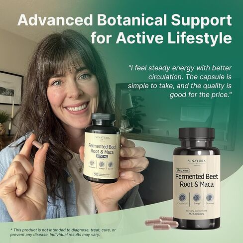 VINATURA جذر البنجر المخمر العضوي مع الماكا، 1200 مجم - صنع واختبار في الولايات المتحدة الأمريكية، 90 كبسولة in Kuwait