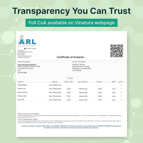 VINATURA جذر البنجر المخمر العضوي مع الماكا، 1200 مجم - صنع واختبار في الولايات المتحدة الأمريكية، 90 كبسولة in Kuwait