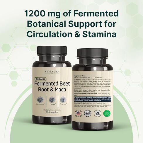 VINATURA جذر البنجر المخمر العضوي مع الماكا، 1200 مجم - صنع واختبار في الولايات المتحدة الأمريكية، 90 كبسولة in Kuwait