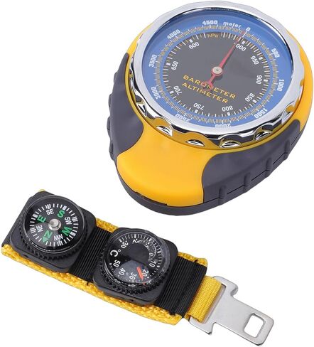 Fabater Altimeter, 4-in-1 Multifunction Pointer Type Barometer, Compass with BatteryFree Durable ABS Design for Hiking Camping Mountaineering in Saudi Arabia