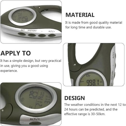 Handheld Altimeter Carabiner Barometer Thermometer Portable Digital Mountaineering Weather Gauge for Hiking and Outdoor Sports in Saudi Arabia