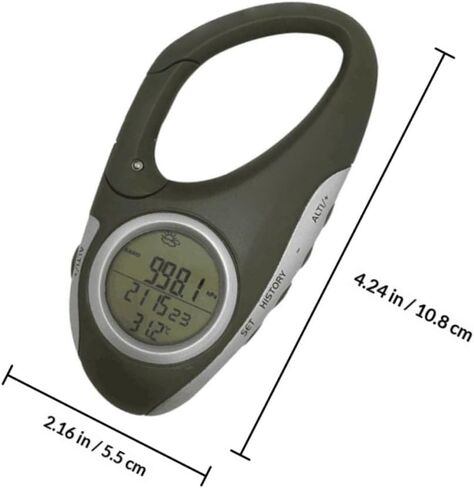 Alipis Handheld Altimeter Barometer Thermometer Carabiner, Portable Mountaineering Weather Gauge for Hiking and Outdoor Sports in Saudi Arabia