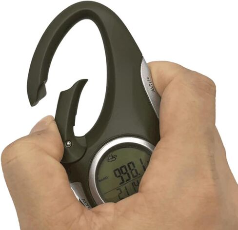 Alipis Handheld Altimeter Barometer Thermometer Carabiner, Portable Mountaineering Weather Gauge for Hiking and Outdoor Sports in Saudi Arabia