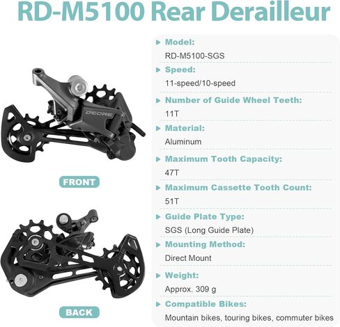 Bike 11 Speed Derailleur,RD-M5100-SGS Bicycle Rear Derailleur for Various Mountain Bikes in Saudi Arabia