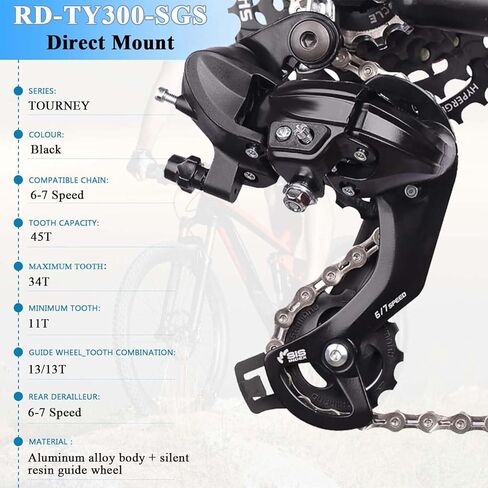 RD-TY300 6/7 Speed Rear Derailleur, Direct Mount for Hybrid, Commuter, Mountain and Road Bicycles, Universal Replacement Derailleur in Saudi Arabia