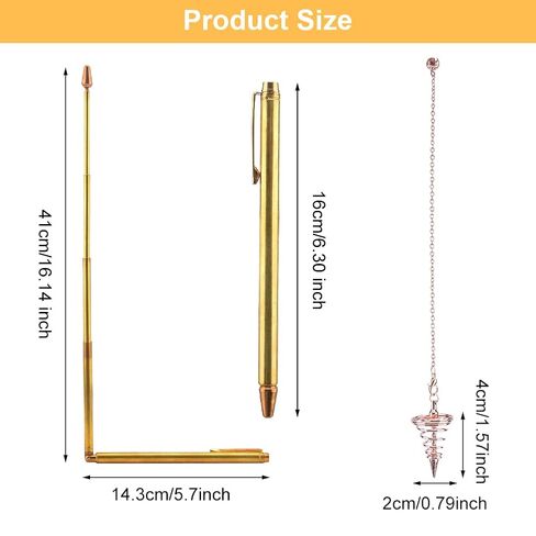 2pcs Copper Dowsing Rods,Solid Copper and Brass Dowsing Rod for Tracing Spiritual Energy,Witching Divining Rods for Detecting Gold,Finding Water,Treasure,Ghost Hunting Tool in Kuwait
