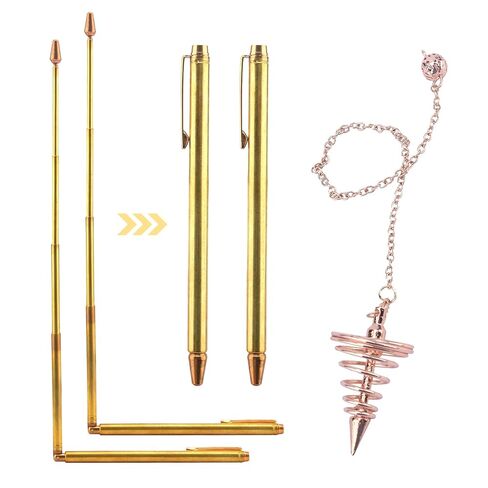 2pcs Copper Dowsing Rods,Solid Copper and Brass Dowsing Rod for Tracing Spiritual Energy,Witching Divining Rods for Detecting Gold,Finding Water,Treasure,Ghost Hunting Tool in Kuwait