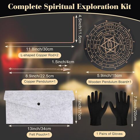 Coitak 99.9% Copper Dowsing Rod, Spiritual Exploration Divination Tools, 2PCS Divining Rods with Bag, Pendulum Board, Ghost Hunting Equipment in Saudi Arabia