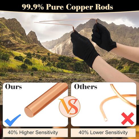 Coitak 99.9% Copper Dowsing Rod, Spiritual Exploration Divination Tools, 2PCS Divining Rods with Bag, Pendulum Board, Ghost Hunting Equipment in Saudi Arabia