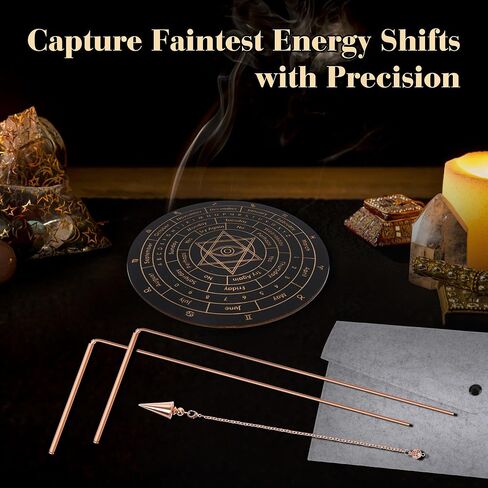 Coitak 99.9% Copper Dowsing Rod, Spiritual Exploration Divination Tools, 2PCS Divining Rods with Bag, Pendulum Board, Ghost Hunting Equipment in Saudi Arabia