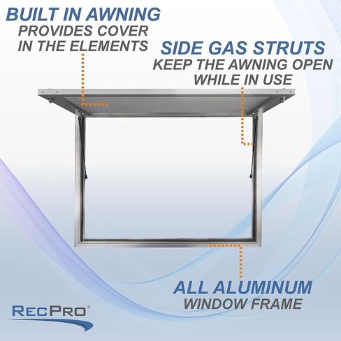 RecPro Concession Stand Serving Window Door - Concession Awning Door for Food Trucks *Glass not Included* (48" x 36") | Made in America in Saudi Arabia