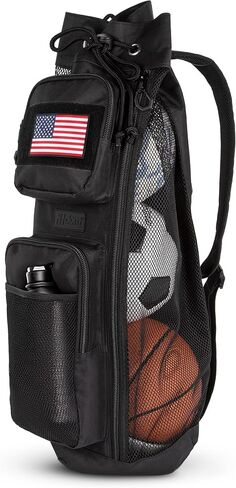 Fitdom 47L Heavy Duty Mesh Equipment Ball Bag w/Adjustable Padded Sling Shoulder Strap Design for Coach. 3 Different Size Compartments. Perfect for Soccer Football Volleyball Basketball & Water Sports in Kuwait