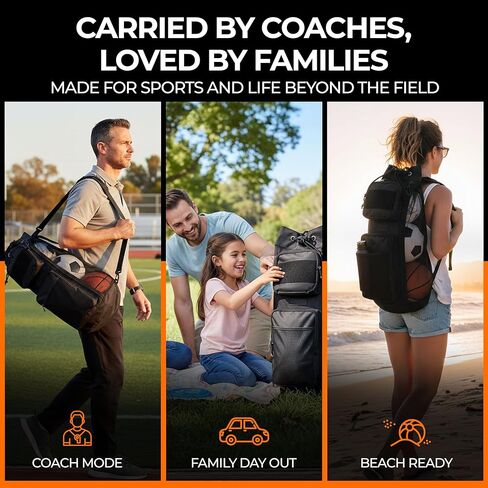 Fitdom 47L Heavy Duty Mesh Equipment Ball Bag w/Adjustable Padded Sling Shoulder Strap Design for Coach. 3 Different Size Compartments. Perfect for Soccer Football Volleyball Basketball & Water Sports in Kuwait